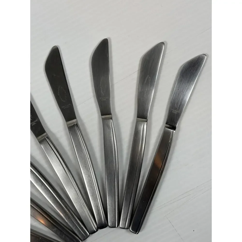 8pc Vintage Sipelia Malta Stainless Steel Dessert Knife Sheffield‎ England MCM